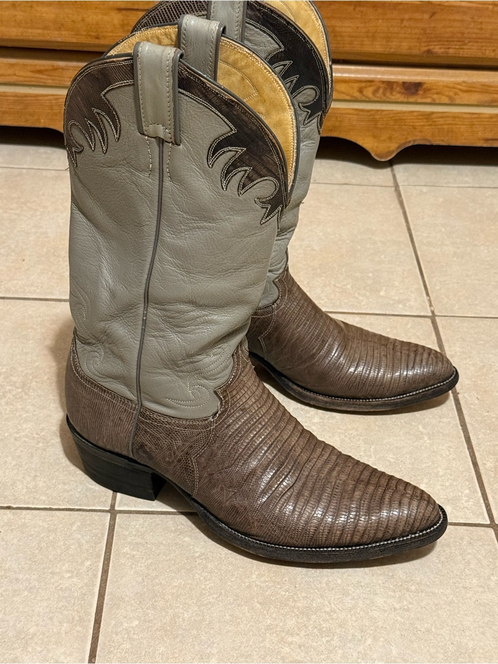 Vintage 1970 's Mens Justin
Exotic Leather Lizard Cowboy Boots 10D Style 4531 - Picture 4 of 12